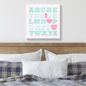 Giraffe Roze Mint Aqua Blauwgroen Wall Art Canvas Afdruk (Insitu (Slaapkamer))