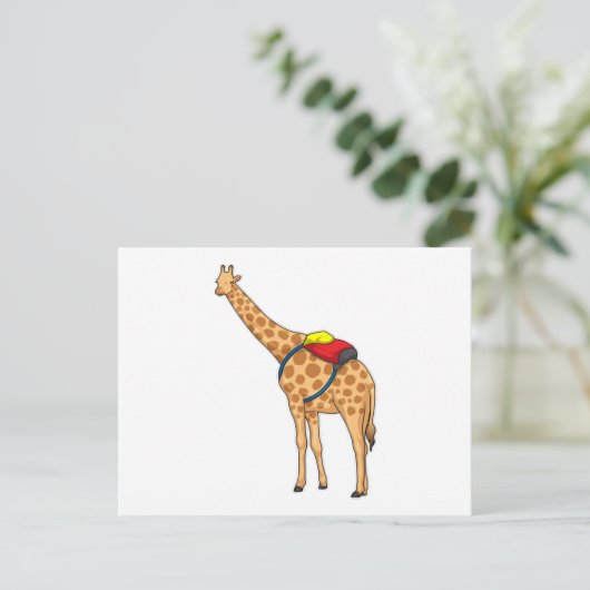 Giraffe Rugzak Briefkaart (Staand voorkant)