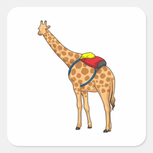 Giraffe rugzak vierkante sticker (Voorkant)