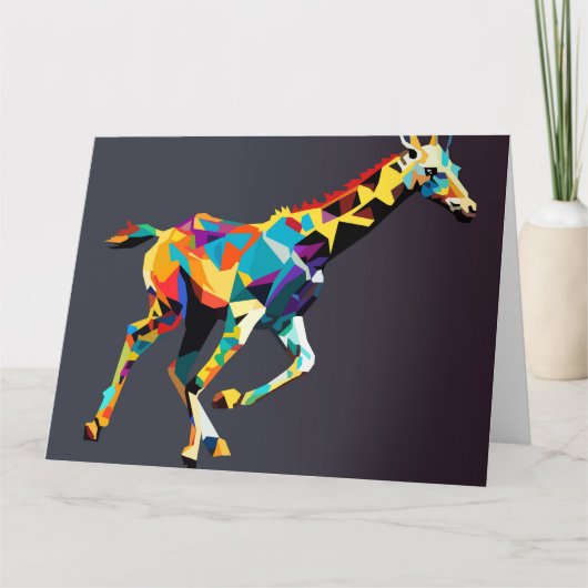 Giraffe running pop art bedankkaart (Voorkant)
