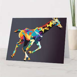 Giraffe running pop art bedankkaart