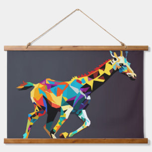 Giraffe running pop art hangend wandkleed