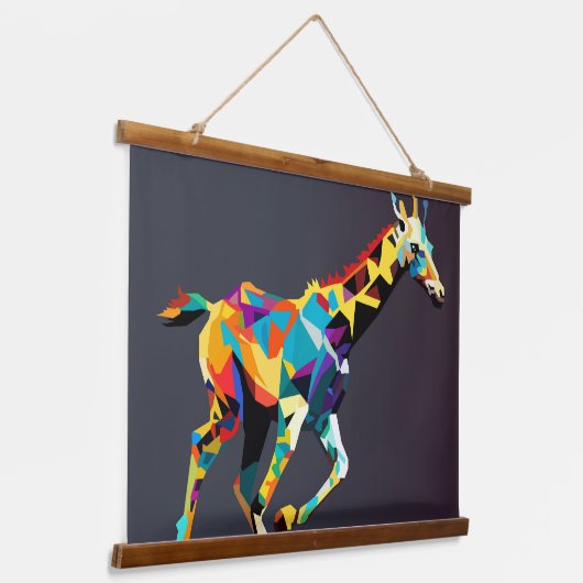 Giraffe running pop art hangend wandkleed (Gebogen)