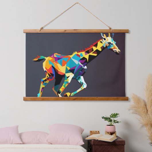 Giraffe running pop art hangend wandkleed (Slaapkamer)