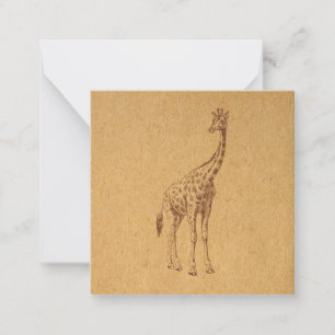  Giraffe Rustic Illustrated Animal Art Notitiekaartje