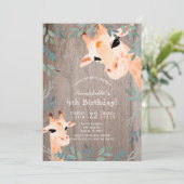 Giraffe Rustic Wood Greenery Verjaardag Kaart (Staand voorkant)