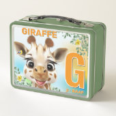 Giraffe Safari Alphabet Kinder metalen lunchbox (Achterkant)