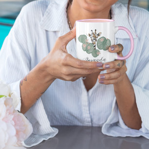 Giraffe Safari Animal Botanical Verjaardag Mok