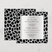 Giraffe Safari Animal Skin Black Silver Birthday Kaart (Voorkant / Achterkant)