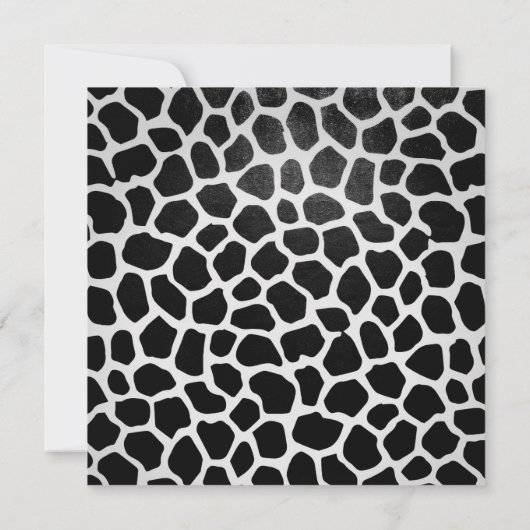 Giraffe Safari Animal Skin Black Silver Birthday Kaart (Achterkant)