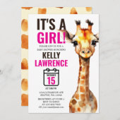 Giraffe Safari Baby Meisje Douche Kaart (Voorkant / Achterkant)