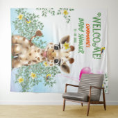 Giraffe Safari Baby shower Achtergrond Wandkleed (In Situ (horizontaal))