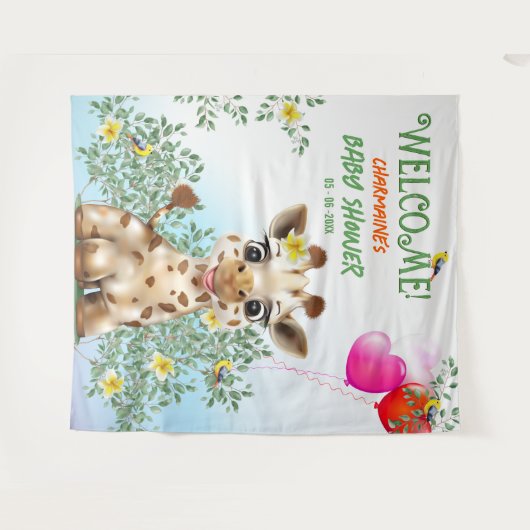 Giraffe Safari Baby shower Achtergrond Wandkleed (Voorkant (horizontaal))
