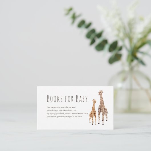 Giraffe Safari Baby shower Books for Baby Informatiekaartje (Staand voorkant)