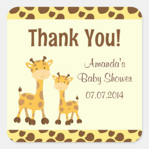 Giraffe Safari Baby shower dank u Vierkante Sticker