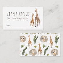 Giraffe Safari Baby shower Diaper Raffle Ticket