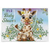 Giraffe Safari Baby Shower Grote Cadeautas (Voorkant)