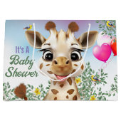 Giraffe Safari Baby shower Grote Gift Bag Groot Cadeauzakje (Voorkant)