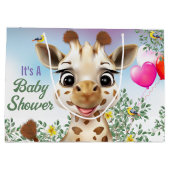 Giraffe Safari Baby shower Grote Gift Bag Groot Cadeauzakje (Achterkant)
