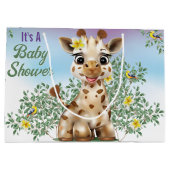 Giraffe Safari Baby shower Grote Gift Bag Groot Cadeauzakje (Achterkant)