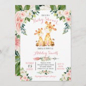 Giraffe Safari Baby shower, uitnodiging, Kaart (Voorkant / Achterkant)