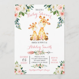 Giraffe Safari Baby shower, uitnodiging, Kaart