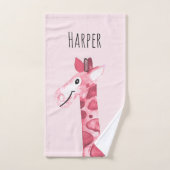 Giraffe Safari Baby van de roze Waterverf van Girl Bad Handdoek (Handdoek)