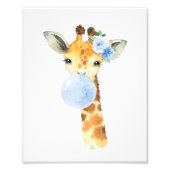 Giraffe, Safari, Blue Bubble Gum, Boy Nursery Foto Afdruk (Voorkant)
