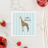 Giraffe Safari Blue Stripe Birthday Party  Servet (Insitu)