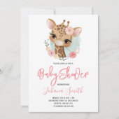 Giraffe Safari Cute Baby shower Uitnodiging (Voorkant)