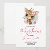 Giraffe Safari Cute Baby shower Uitnodiging (Voorkant / Achterkant)