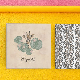 Giraffe Safari Dier Botanisch Canvas Afdruk