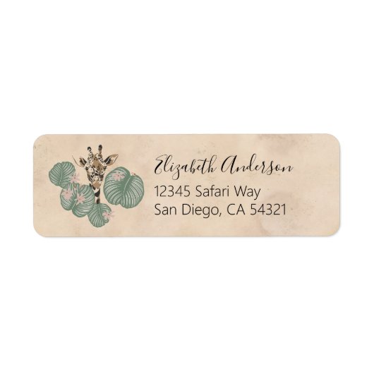 Giraffe Safari Dier Botanisch Etiket (Voorkant)