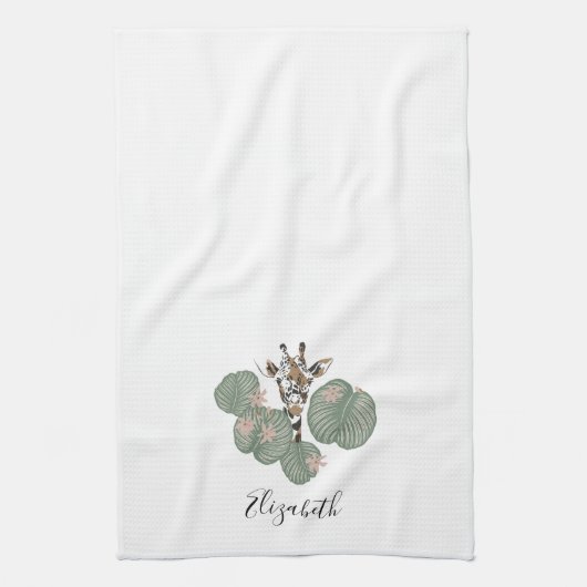 Giraffe Safari Dier Botanisch Theedoek (Verticaal)