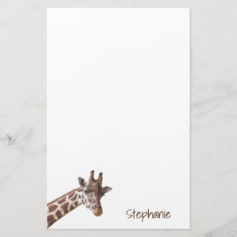 Giraffe Safari Dier Gepersonaliseerde naam Briefpapier