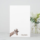 Giraffe Safari Dier Gepersonaliseerde naam Briefpapier (Staand voorkant)