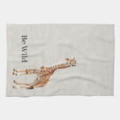 Giraffe Safari Dier Nep Linnen Theedoek (Horizontaal)