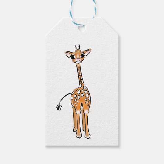 Giraffe, safari-dieren cadeaulabel (Voorkant)