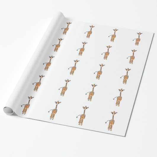 Giraffe, safari-dieren cadeaupapier (Uitgerold)