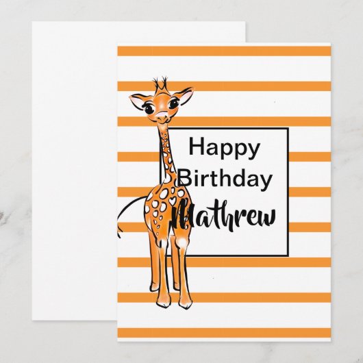 Giraffe, safari-dieren kaart (Voorkant / Achterkant)