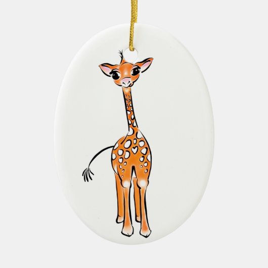 Giraffe, safari-dieren keramisch ornament (Voorkant)