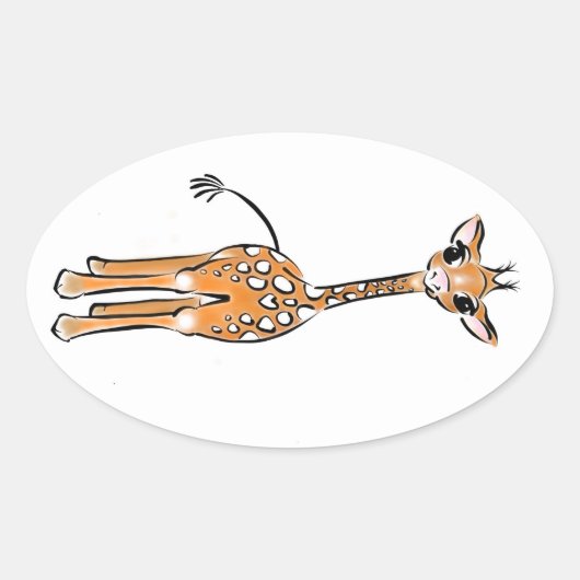 Giraffe, safari-dieren ovale sticker (Voorkant)