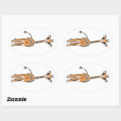Giraffe, safari-dieren ovale sticker (Vel)
