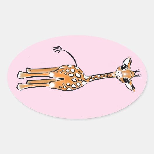Giraffe, safari-dieren ovale sticker (Voorkant)