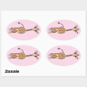 Giraffe, safari-dieren ovale sticker (Vel)