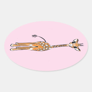 Giraffe, safari-dieren ovale sticker