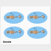 Giraffe, safari-dieren ovale sticker (Vel)