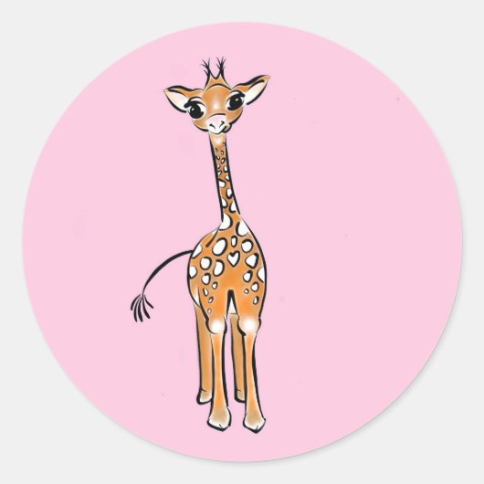 Giraffe, safari-dieren ronde sticker (Voorkant)