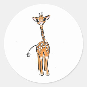 Giraffe, safari-dieren ronde sticker