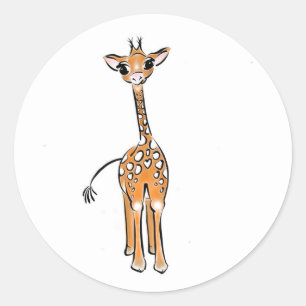 Giraffe, safari-dieren ronde sticker